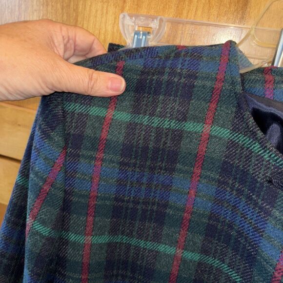 Nell Flowers Two piece Wool Blend skirt Set 14 Vintage Women Lined Plaid - Picture 7 of 16